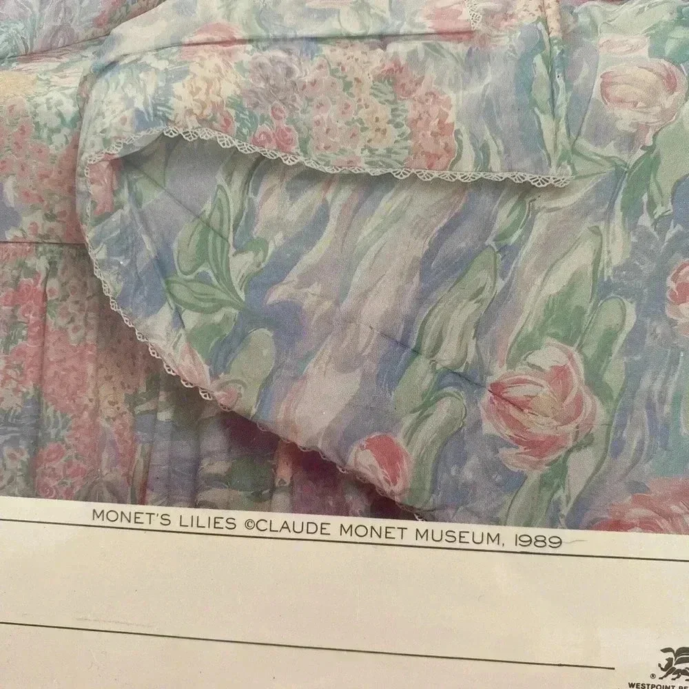 ATELIER MARTEX Vintage Claude Monet's Water Lilies Twin Flat Sheet